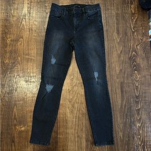 Level 99 Size 29 Black High Waist Skinny Distressed Faded Stretch Denim Jeans